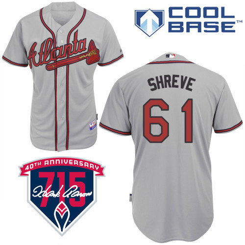 Chasen Shreve #61 Youth Baseball Jersey-Atlanta Braves Authentic Road Gray Cool Base MLB Jersey